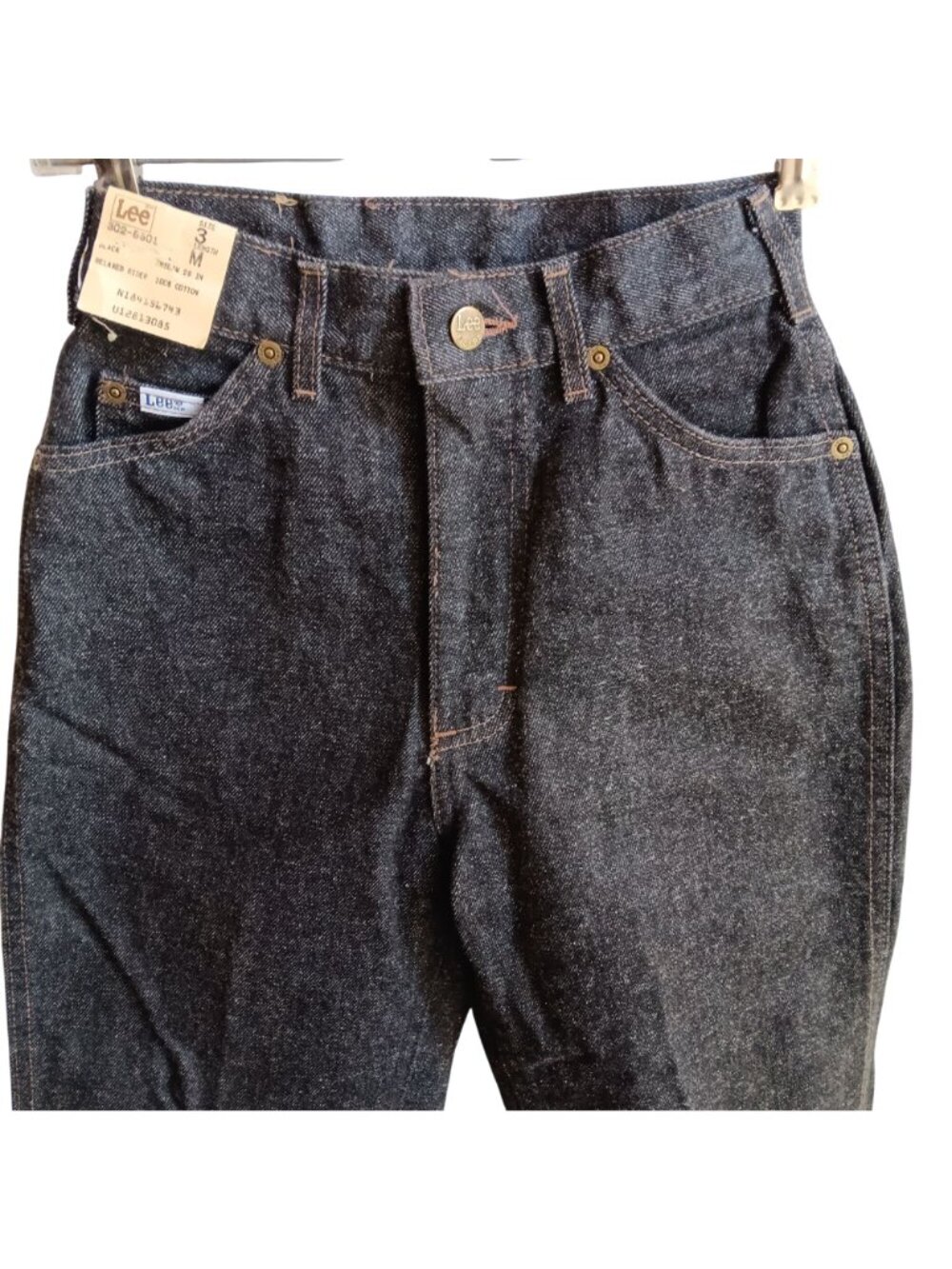 Womens JEANS NOS 24x28 3 MED Vtg 90s LEE HIGH WAIST PEPPER WASH RELAXED DENIM - Picture 5 of 5